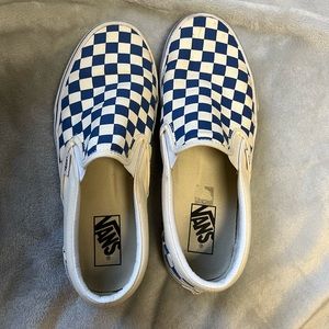 Blue and White Checkered Vans Size 10